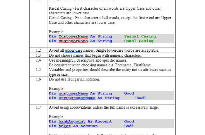 Coding Style Segments